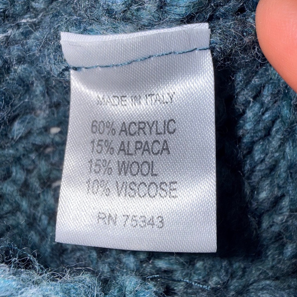 Elsamanda Rare Made in Italy Tie Front Cardigan Womens M Teal Alpaca Wool Blend - Picture 3 of 5